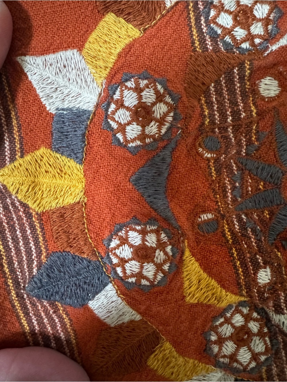 Free People Rust Floral Midi Wrap Skirt with Navy Trim - Picture 10 of 11
